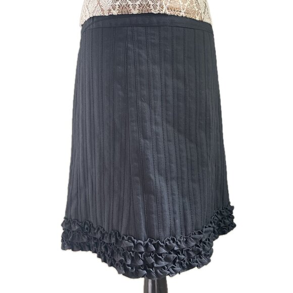 Nanette Lepore Black Twill ruffle hem skirt size 4 - Picture 1 of 6